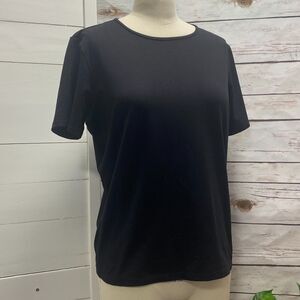 Oscar de la Renta Black Crew Neck Pullover Shirt Top Tshirt Tee Short Sleeve MED